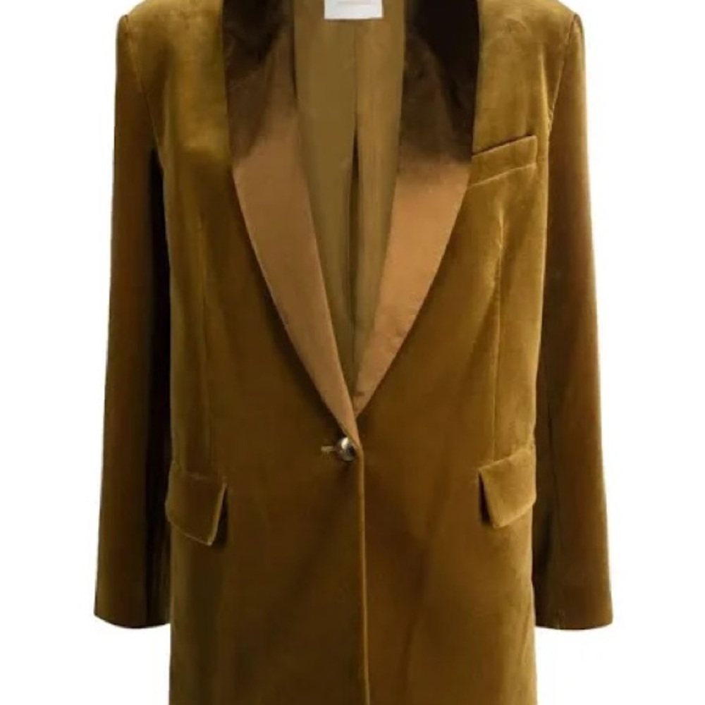 Elegant Brown Velvet Women's Blazer